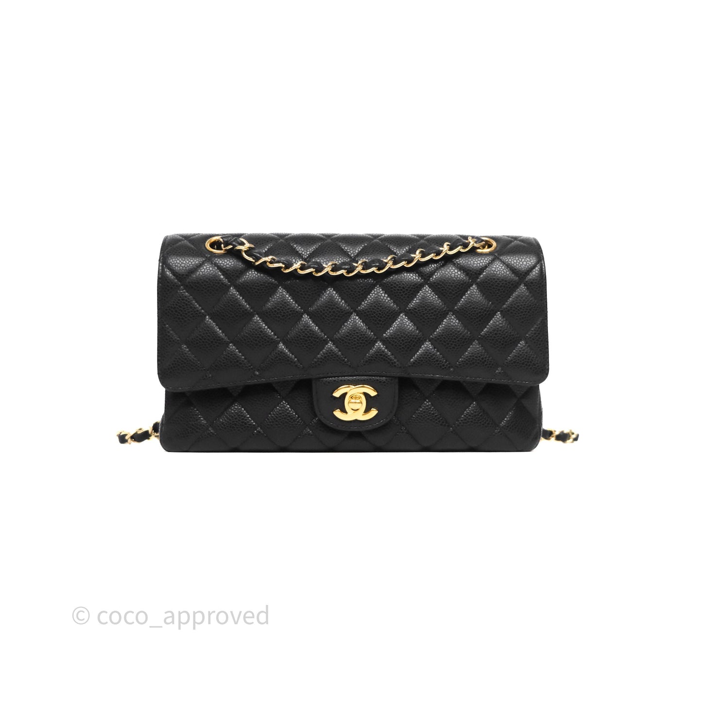 Chanel Classic M/L Medium Flap Quilted Black Caviar Gold Hardware
