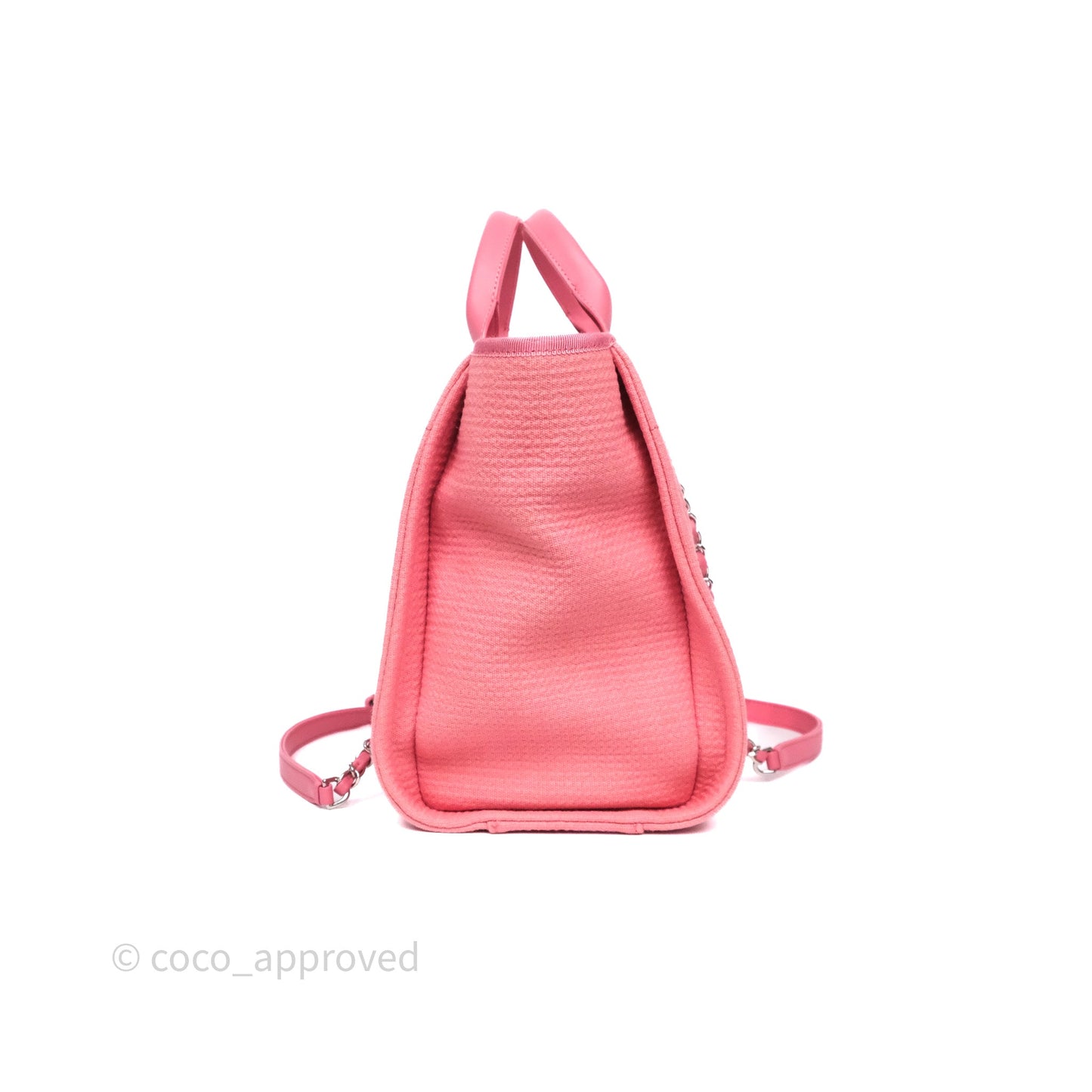 Chanel New Small Deauville Tote Pink Cotton Sliver Hardware