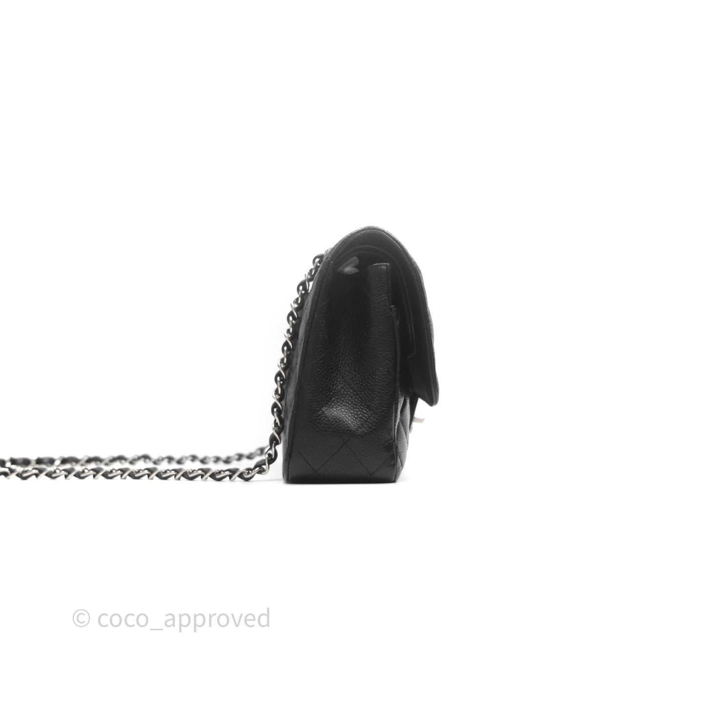 Chanel Classic M/L Medium Flap Quilted Black Caviar Silver Hardware