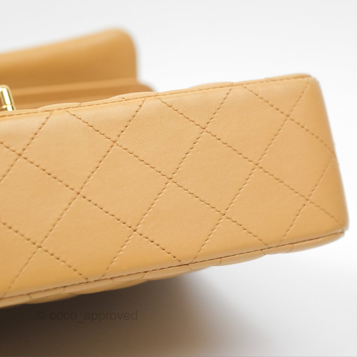 Chanel Vintage Small Classic Flap Beige Lambskin 24K Gold Hardware