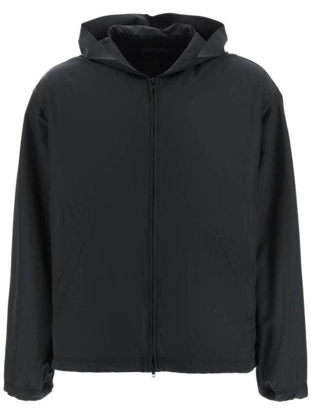 Luxury Balenciaga Logo Print Hooded Windbreaker Black