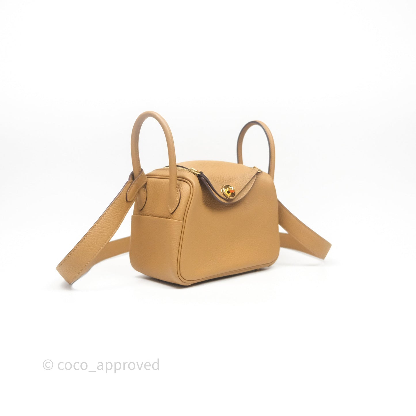 Hermès Mini Lindy 20 Biscuit 4B Clemence Gold Hardware With Rodeo