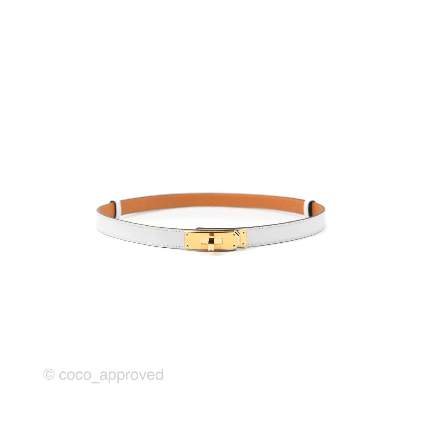 Hermès Kelly 18 Belt Blanc White Epsom Gold Hardware