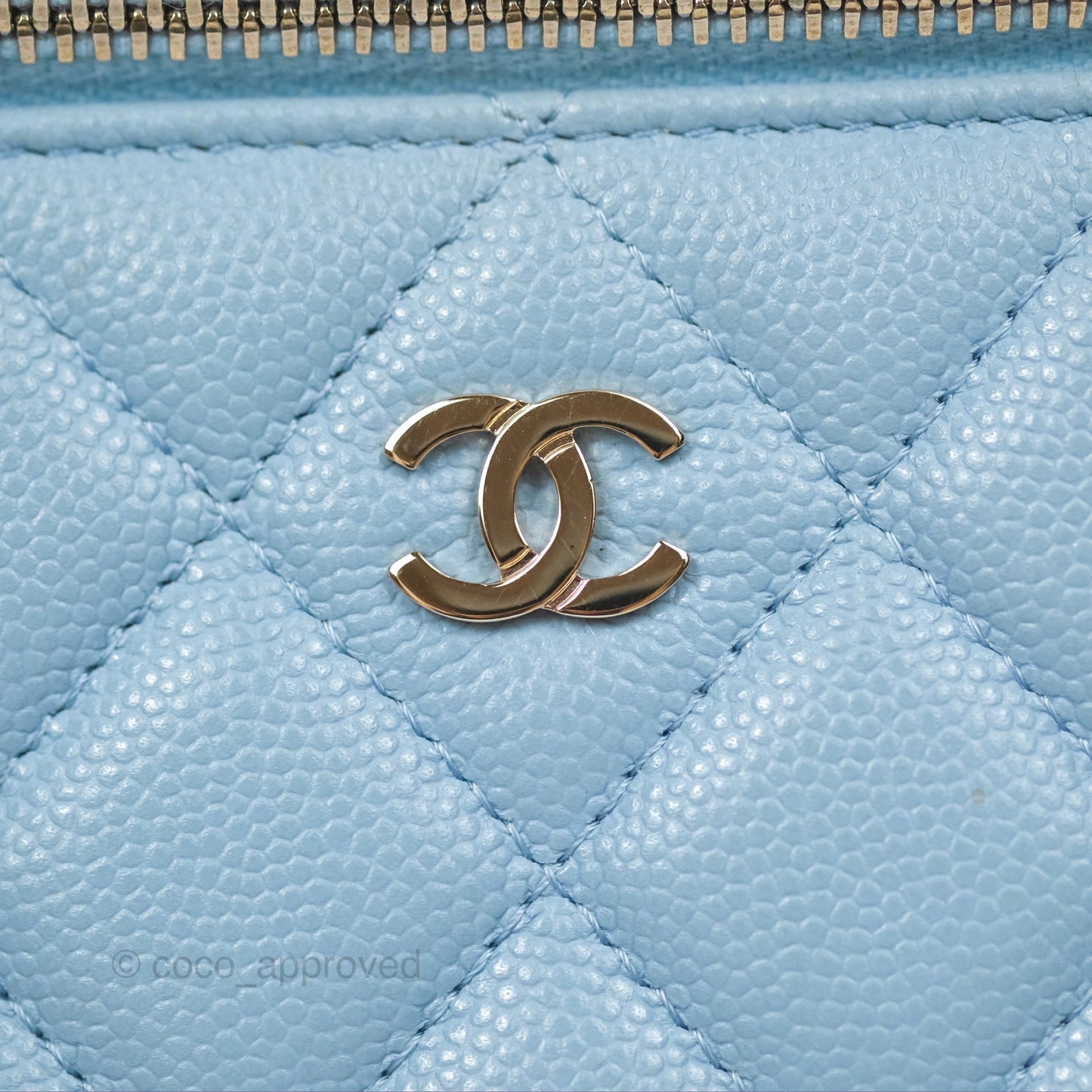 Chanel Classic Vanity With Chain Blue Caviar Gold Hardware