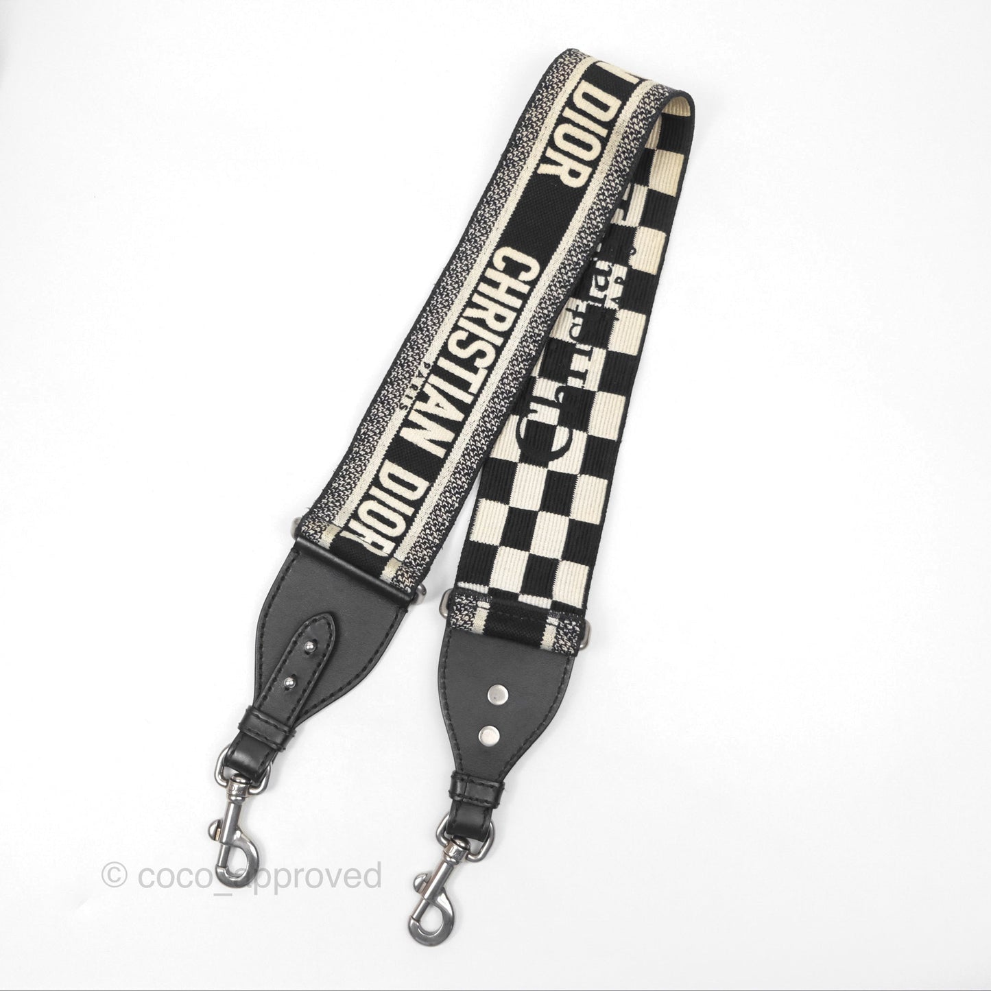 Christian Dior Medium Lady Dior Checkered Black/ White Calfskin