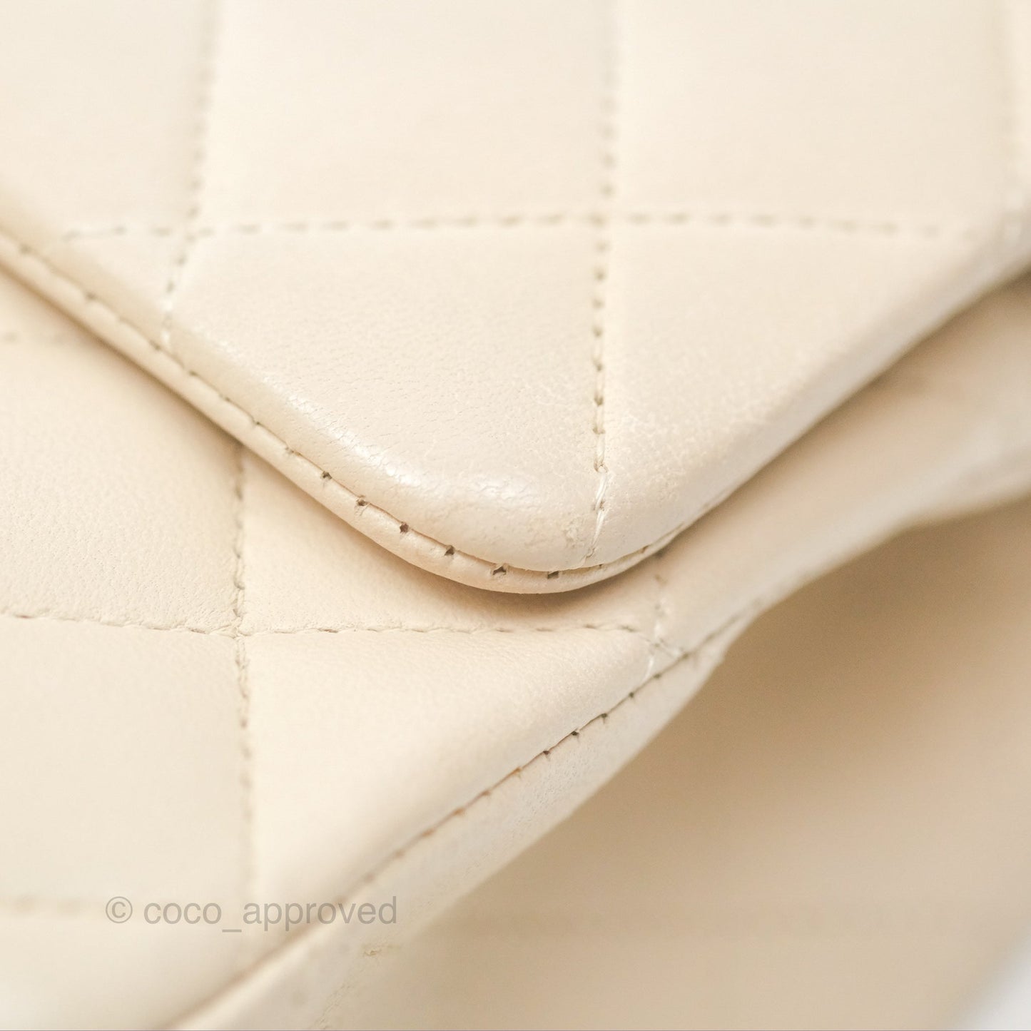 Chanel Classic M/L Medium Flap Quilted Pale Beige Lambskin Gun Metal