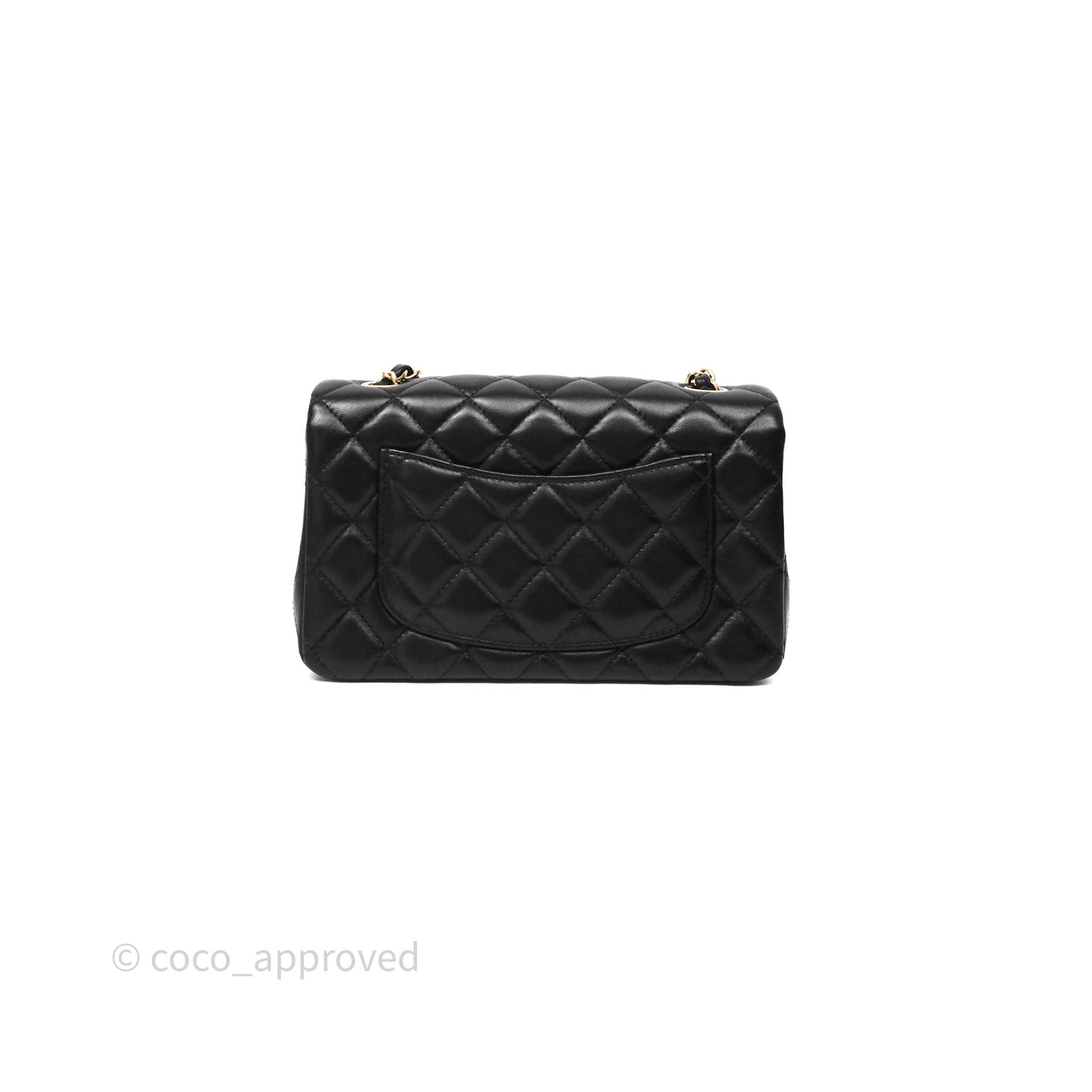 Chanel Quilted Mini Rectangular Black Lambskin Gold Hardware