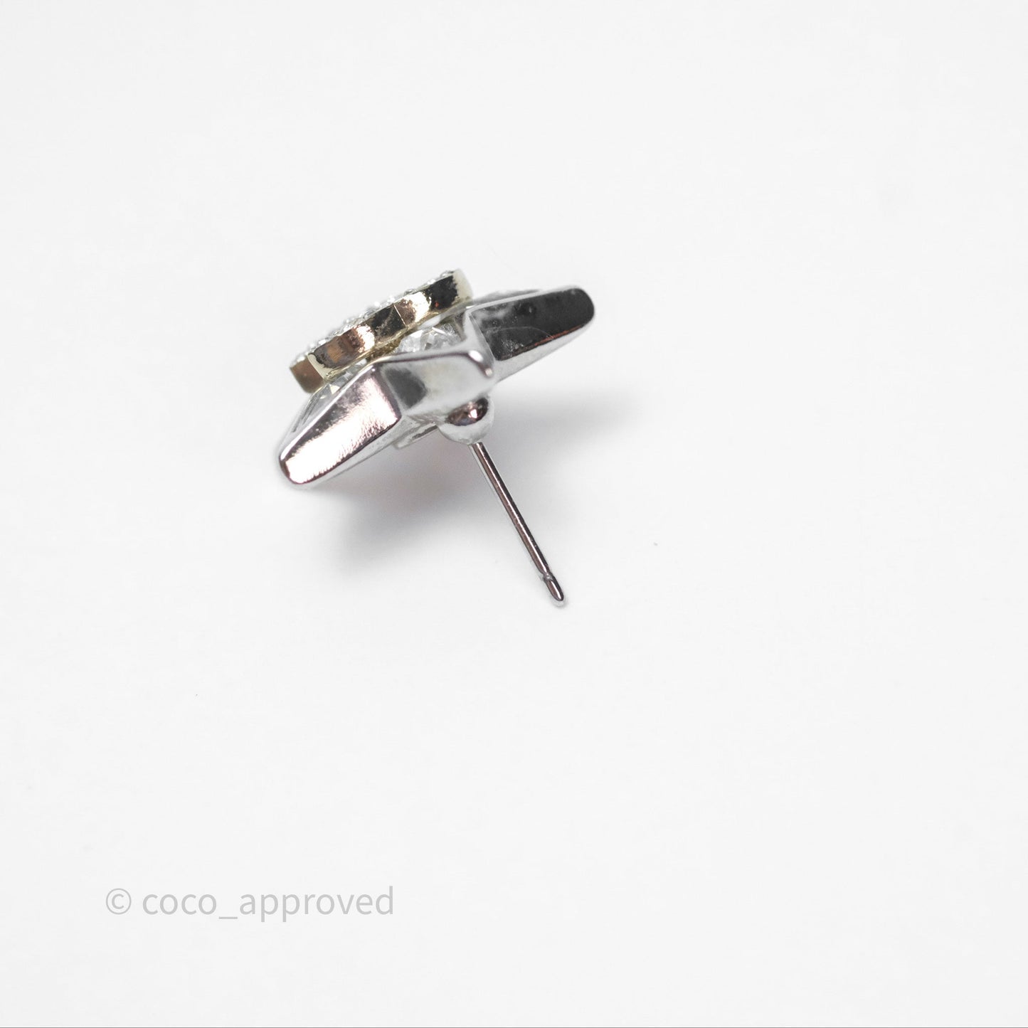 Chanel Crystal CC Star Earrings Silver Tone 23S