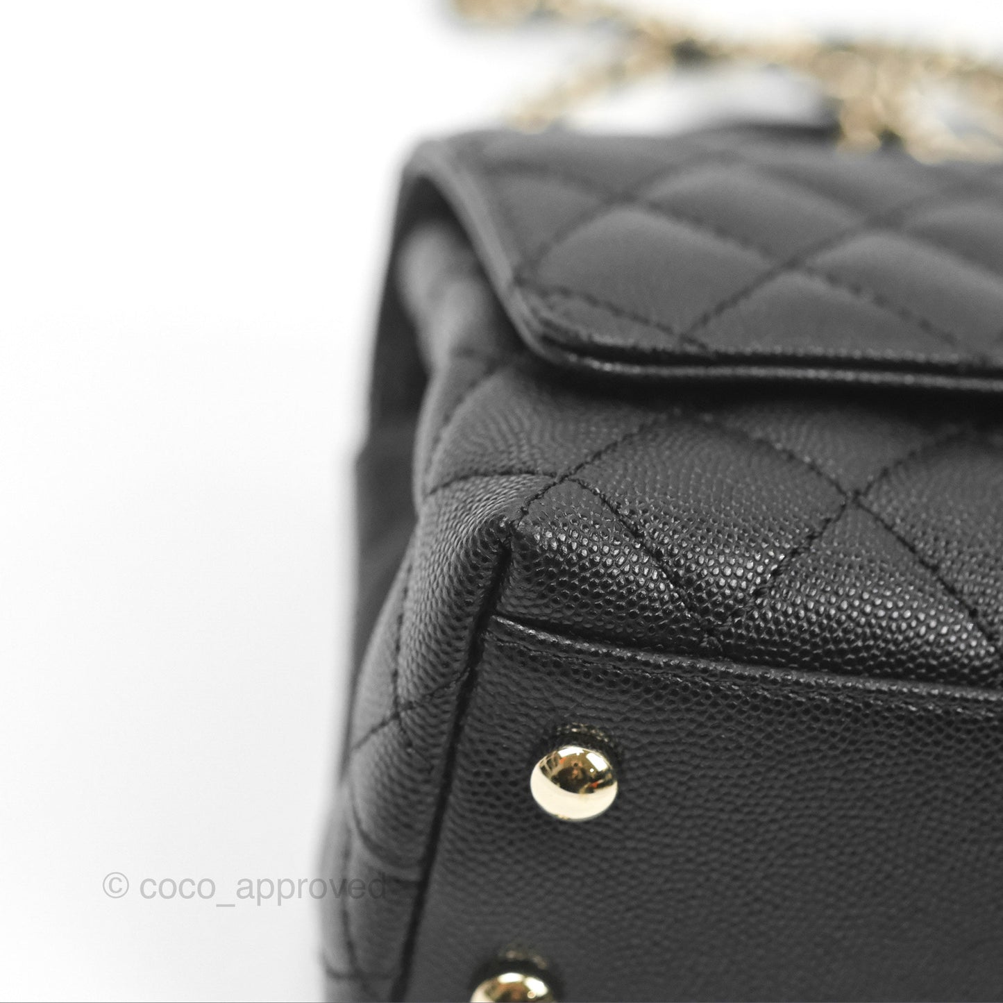 Chanel Mini Coco Handle Quilted Black Caviar Gold Hardware
