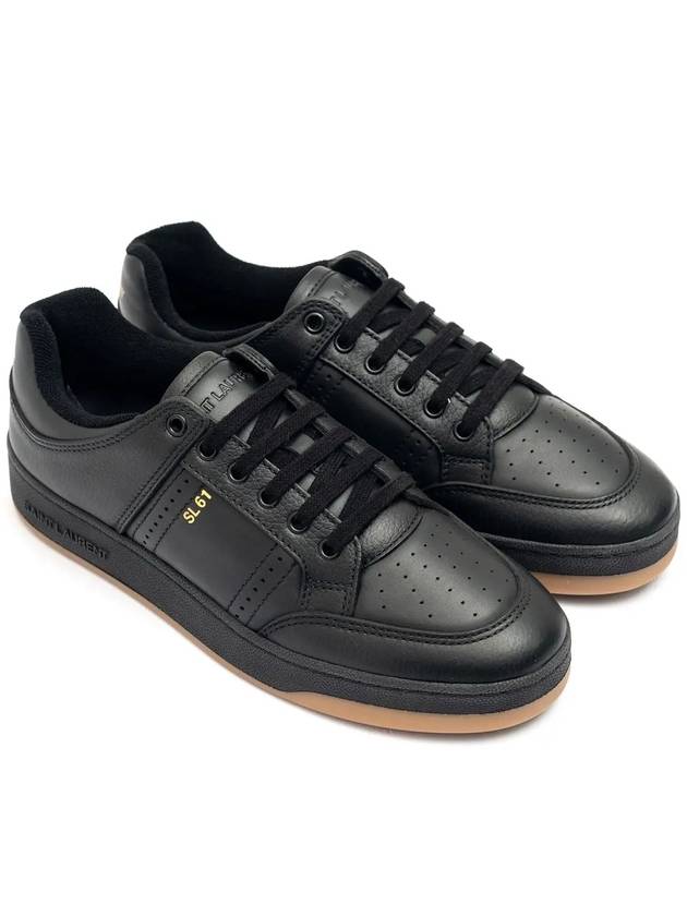 Luxury Saint Laurent Leather Low Top Sneakers Black