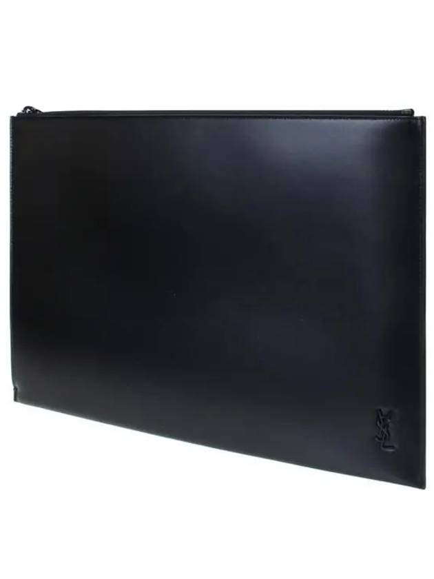 Luxury Saint Laurent Monogram Logo Tiny Large Clutch Bag Black
