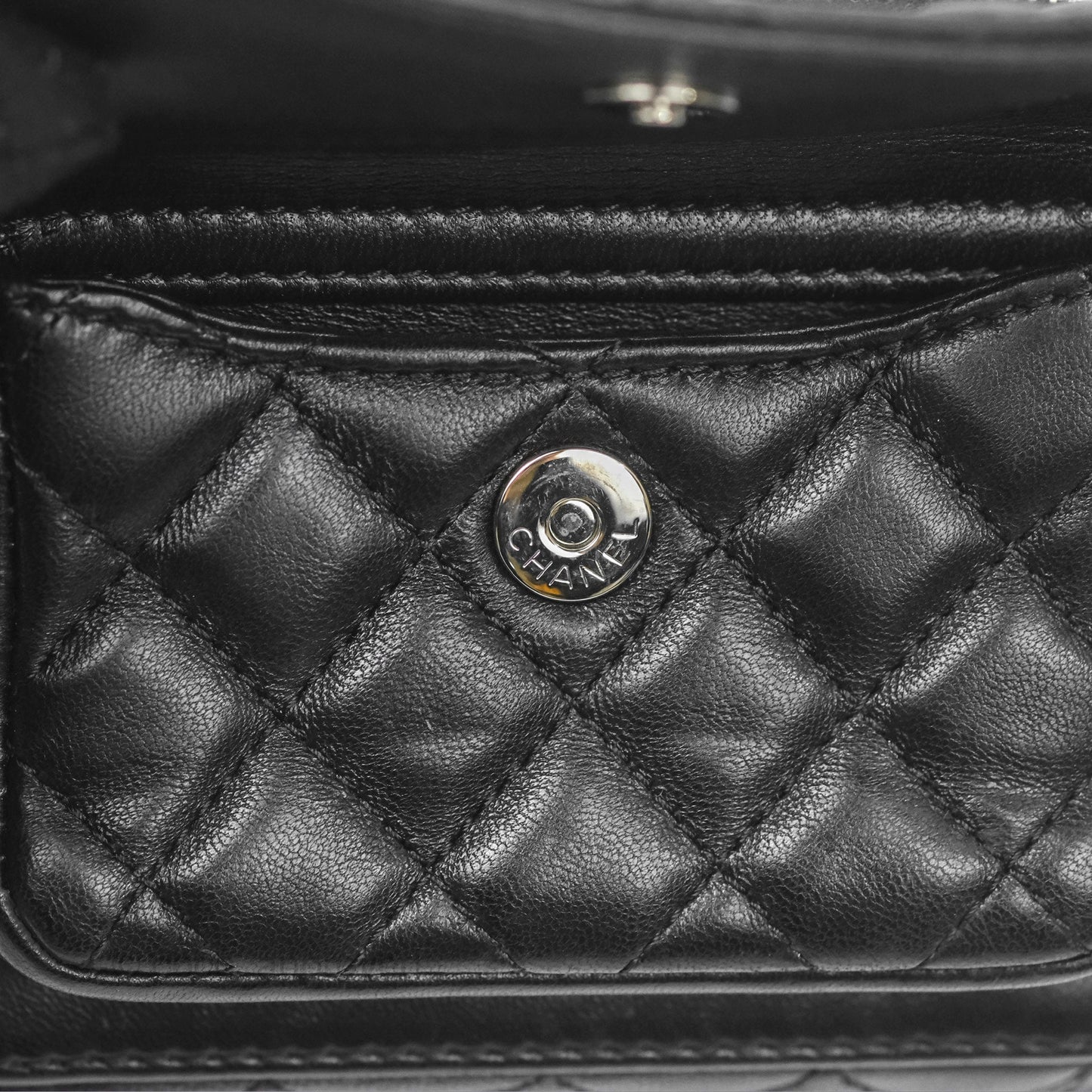 Chanel Small Pocket Box Camera Case Black Lambskin Silver Hardware