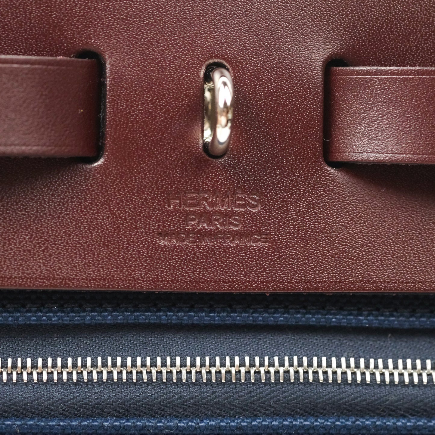 Hermès Herbag Zip 31 Bleu Marine/ Rouge Sellier Canvas Palladium Hardware