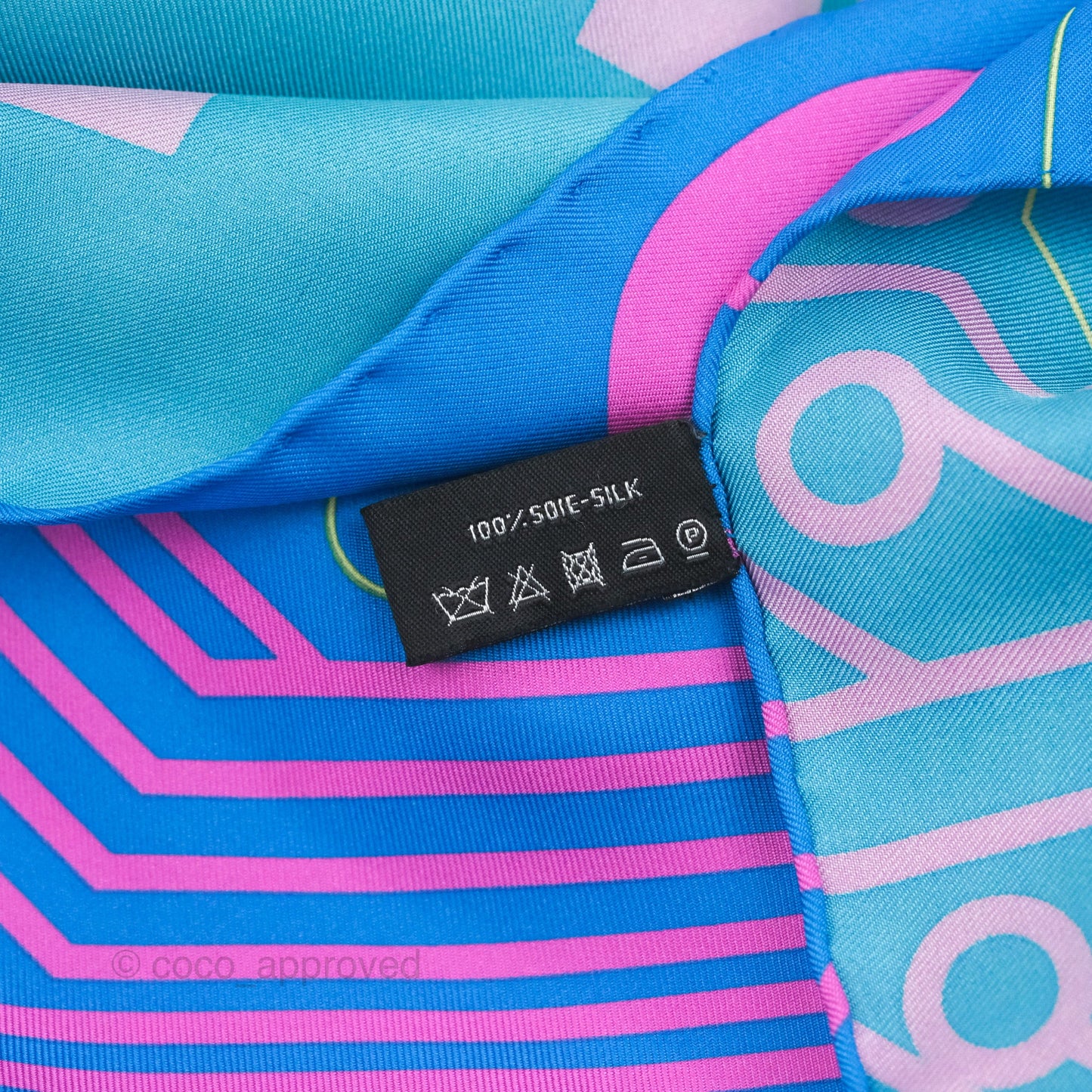 Chanel CC Square Silk Scarf Blue/Pink/Yellow