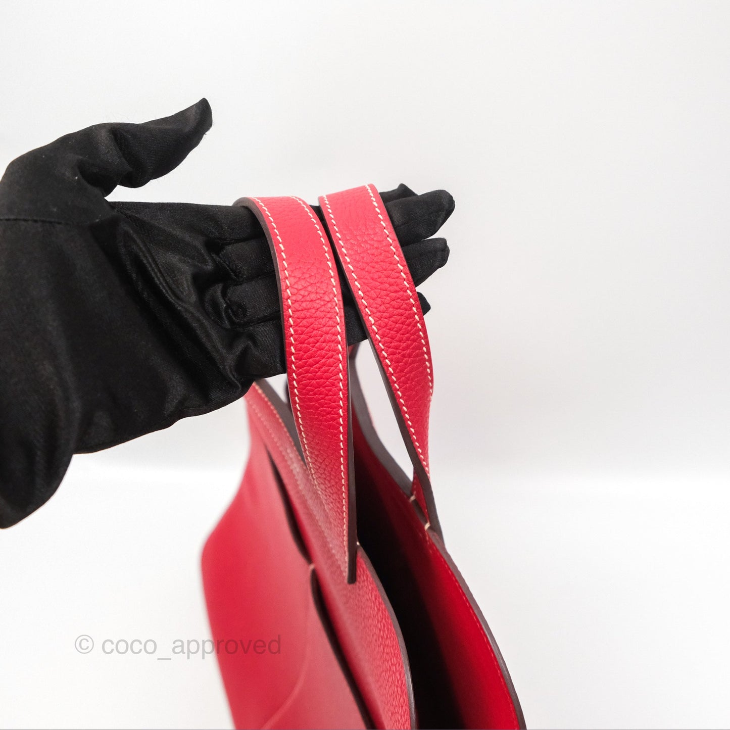 Hermès Halzan 31 Rouge Casque Clemence Palladium Hardware