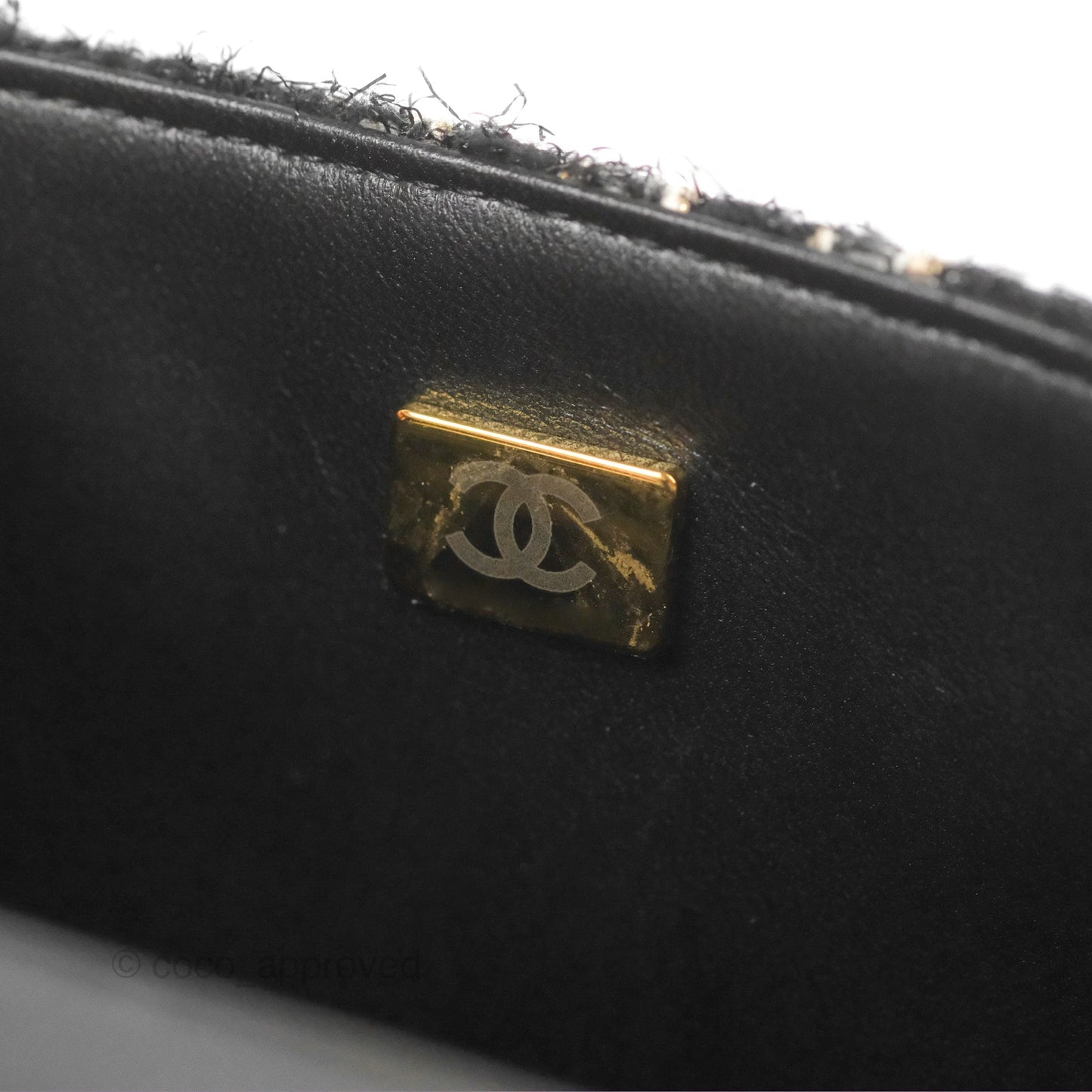 Chanel Medium Single Flap Black Tweed Aged Gold Hardware