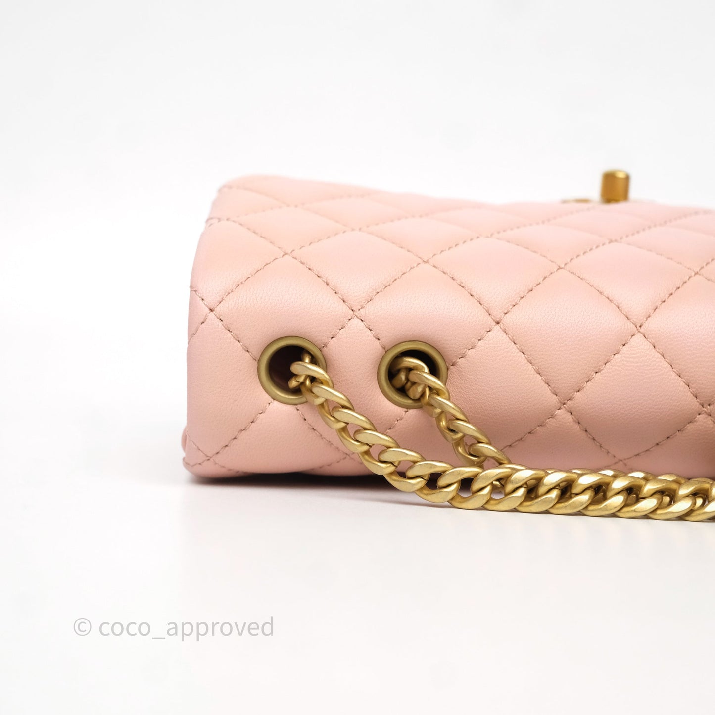 Chanel Quilted Flap Bag With Camellia Adjustable Lambskin Pink Aged Gold Hardware
