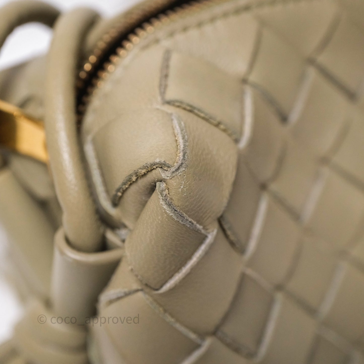 Bottega Veneta Mini Loop Camera Bag Intrecciato Lambskin Travertine