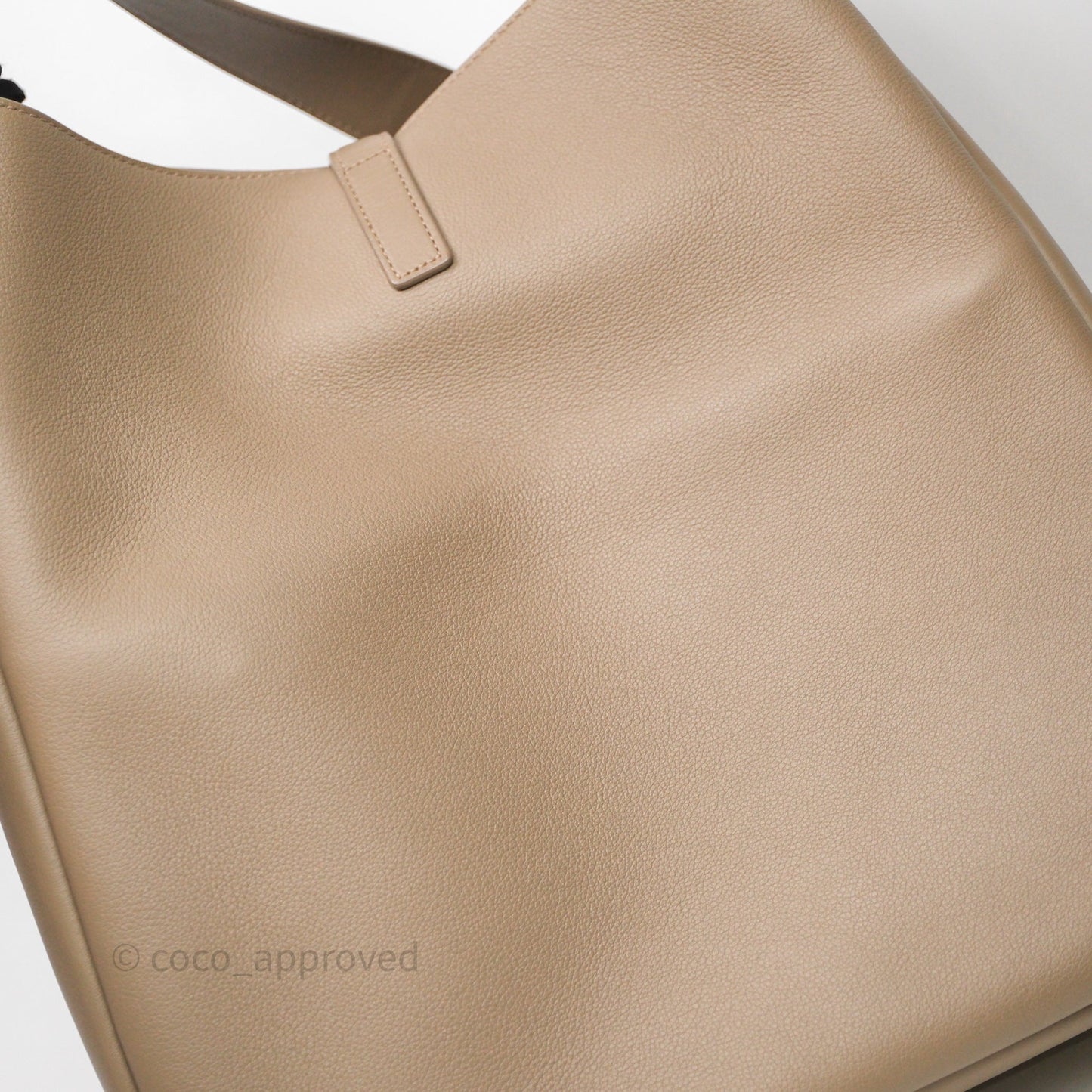 Saint Laurent LE 5 à 7 Supple Large Dusty Grey Grained Leather Gold Hardware