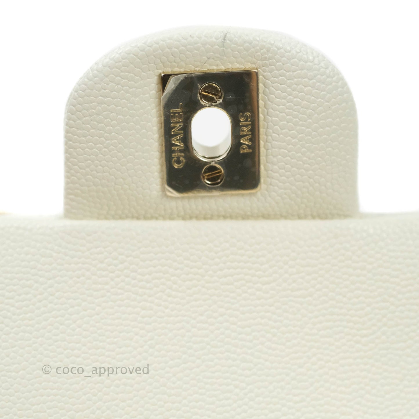 Chanel Classic M/L Medium Double Flap Ivory White Caviar Gold Hardware