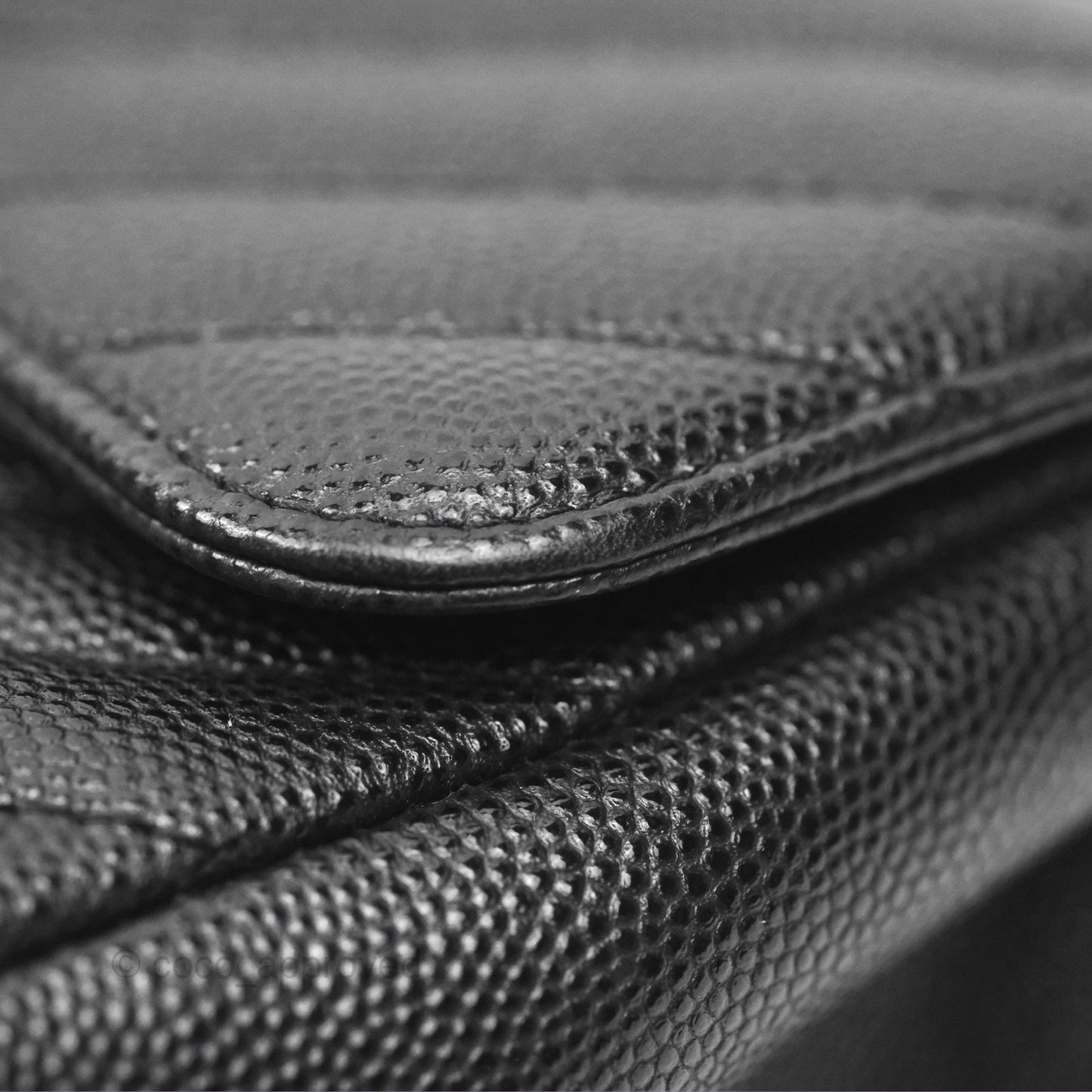 Chanel Mini Square Chevron Black Caviar Silver Hardware