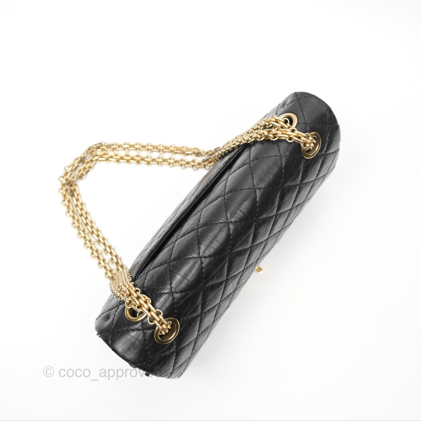 Chanel Reissue 225 Quilted Black Aged Calfskin Aged Gold Hardware
