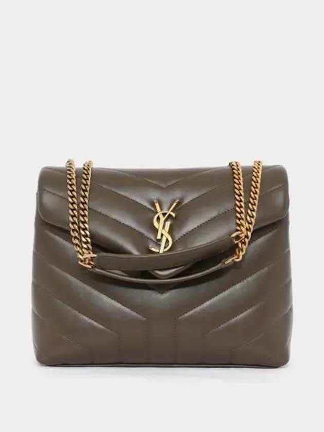 Luxury Saint Laurent Bronze Monogram Loulou Matelasse Y Leather Small Shoulder Bag Brown