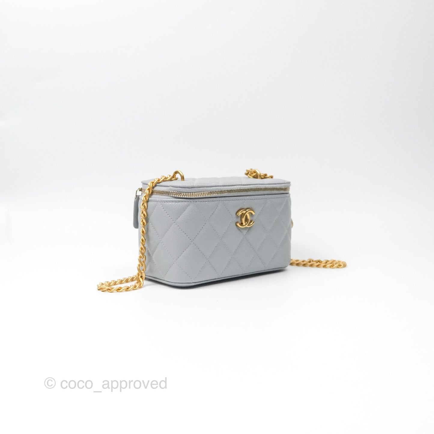 Chanel Vanity with Heart Adjustable Chain Grey Caviar Aged Gold Hardware