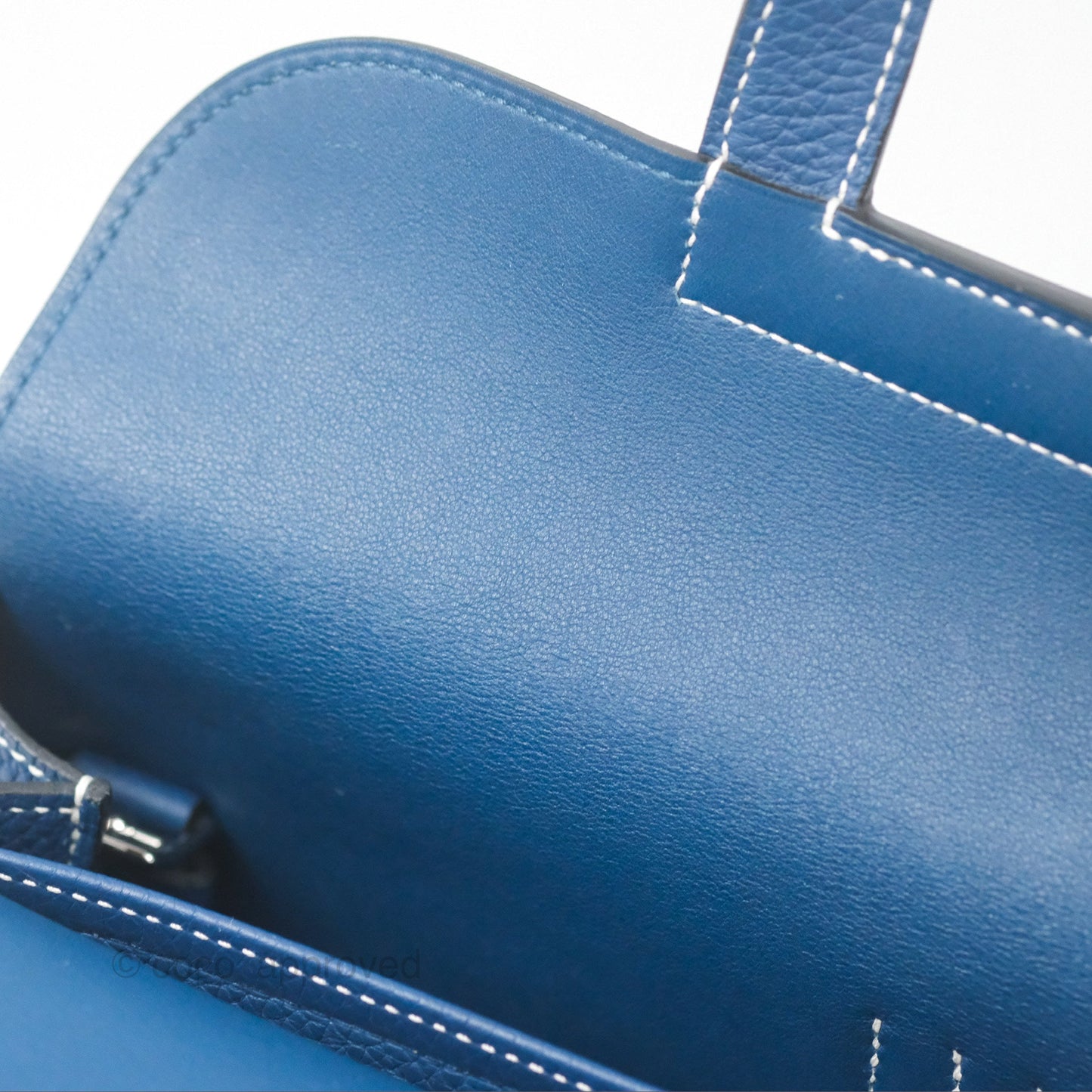 Hermès Halzan 31 Deep Blue S4 Clemence Palladium Hardware