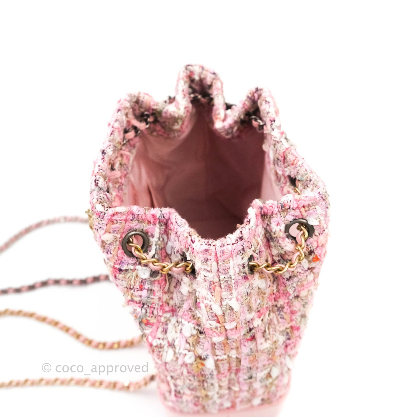 Chanel Gabrielle Small Backpack Pink Tweed Aged Calfskin