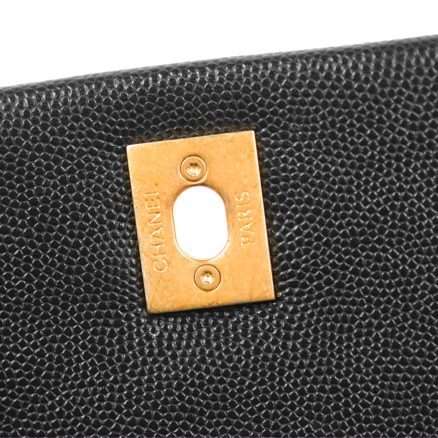 Chanel Small Coco Handle Quilted Black Caviar Aged Gold Hardware Lizard Handle