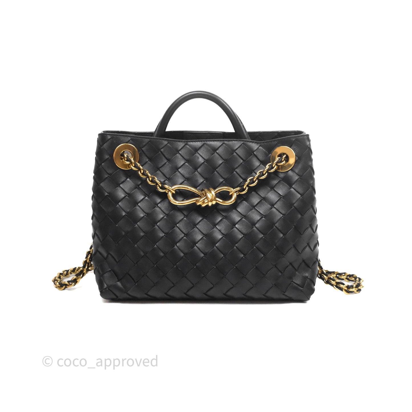 Bottega Veneta Small Andiamo Bag Black Intrecciato Lambskin