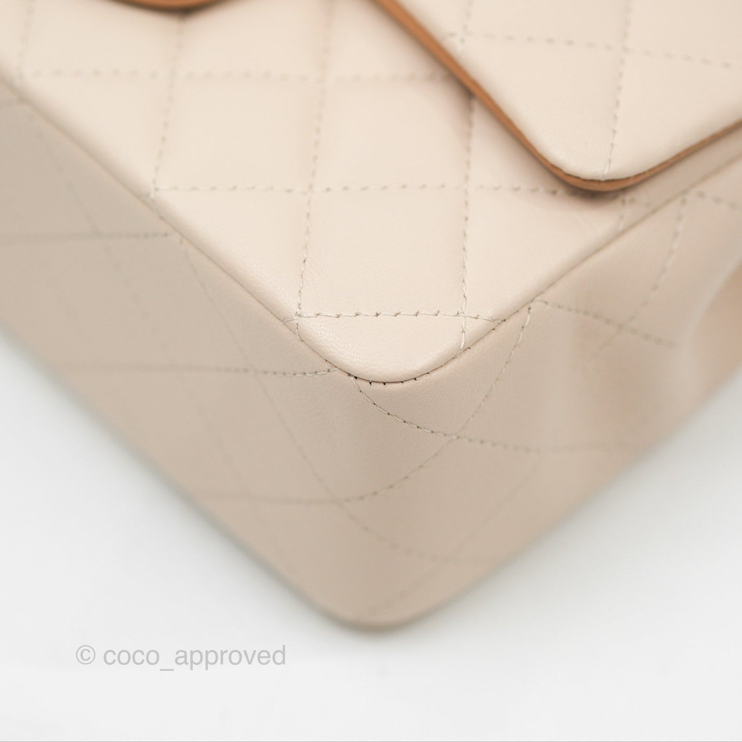 Chanel Top Handle Mini Rectangular Flap Bag Ecru/Beige Lambskin Gold Hardware 23P
