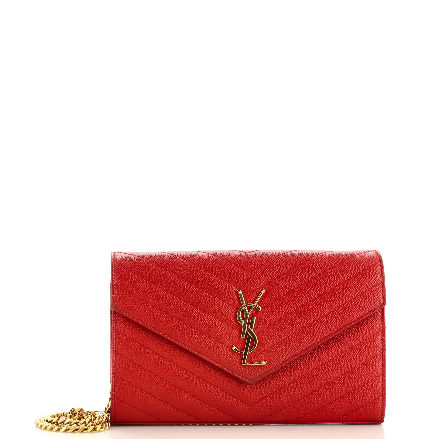 Luxury Saint Laurent Classic Monogram Wallet on Chain Matelasse Chevron Leather Medium