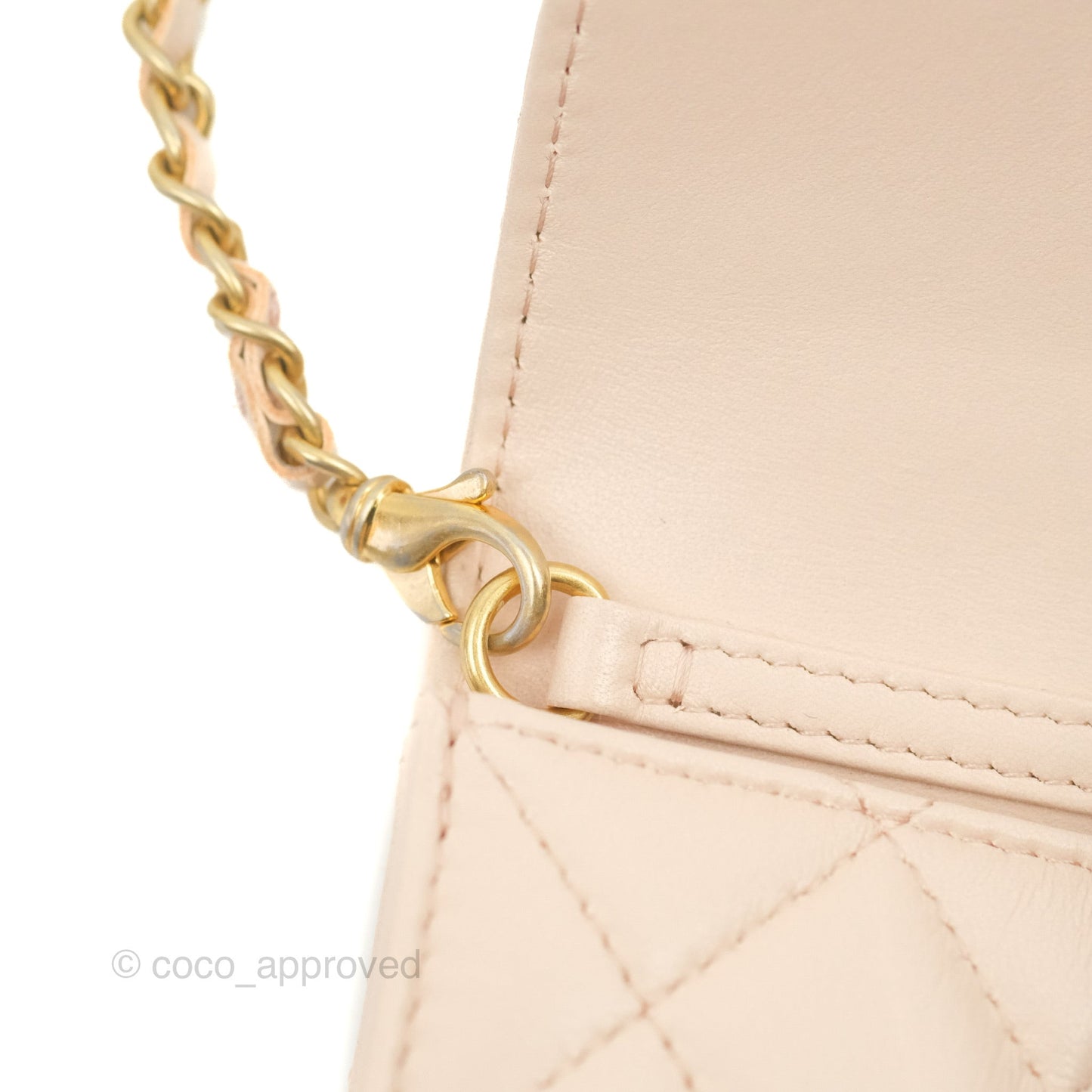 Chanel Mini Pearl Crush Clutch With Chain Belt Rose Clair Pink Lambskin Aged Gold Hardware