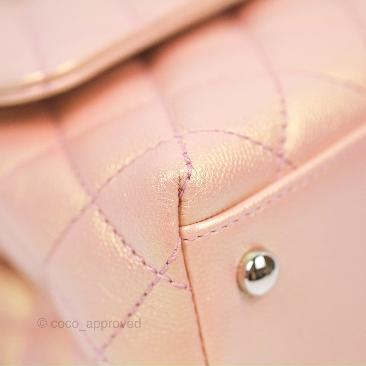 Chanel Small Quilted Coco Handle Iridescent Pink Caviar Rainbow Hardware