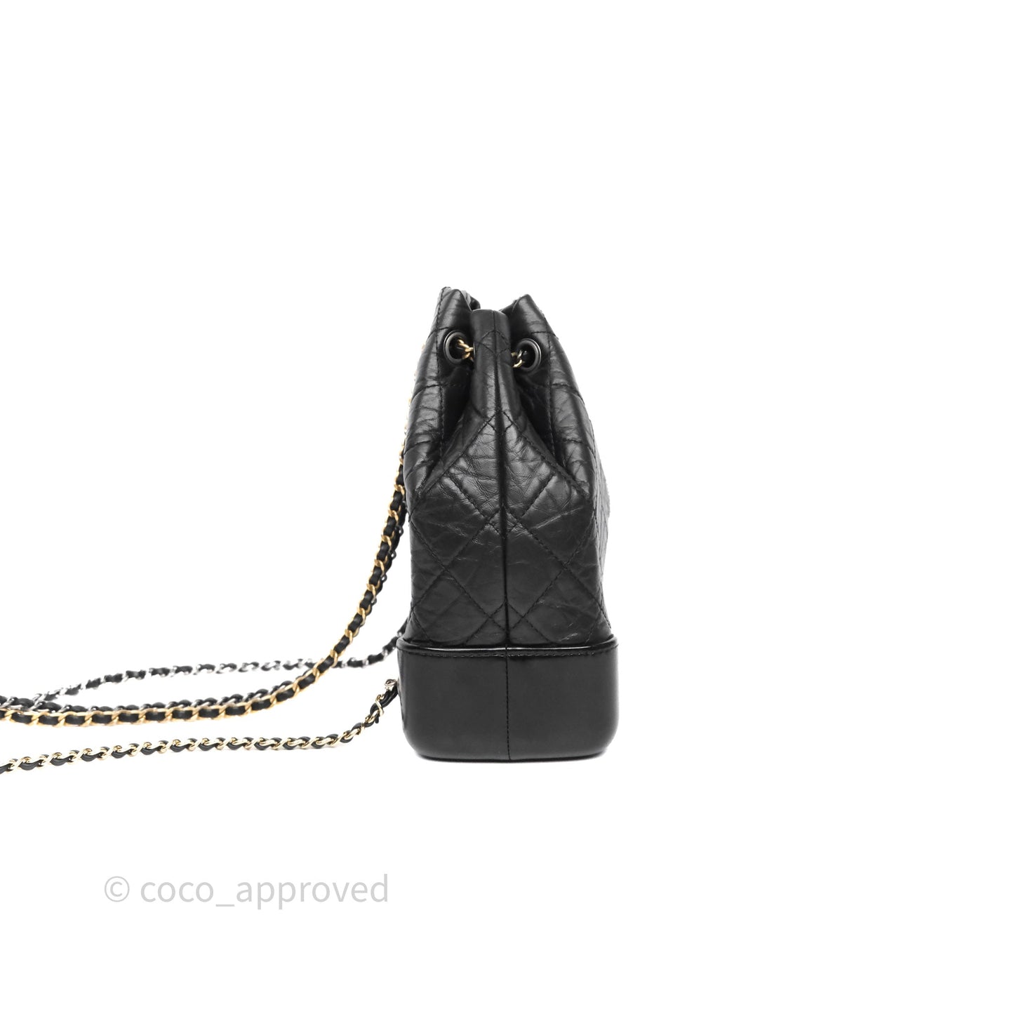 Chanel Small Gabrielle Backpack Quilted Black Aged Calfskin