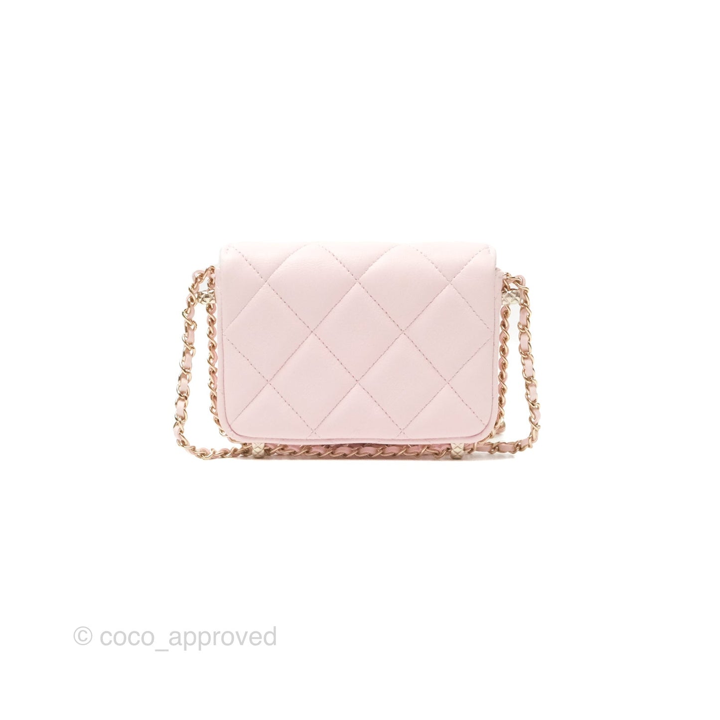 Chanel Mini Chain Around Clutch With Chain Pink Lambskin Gold Hardware