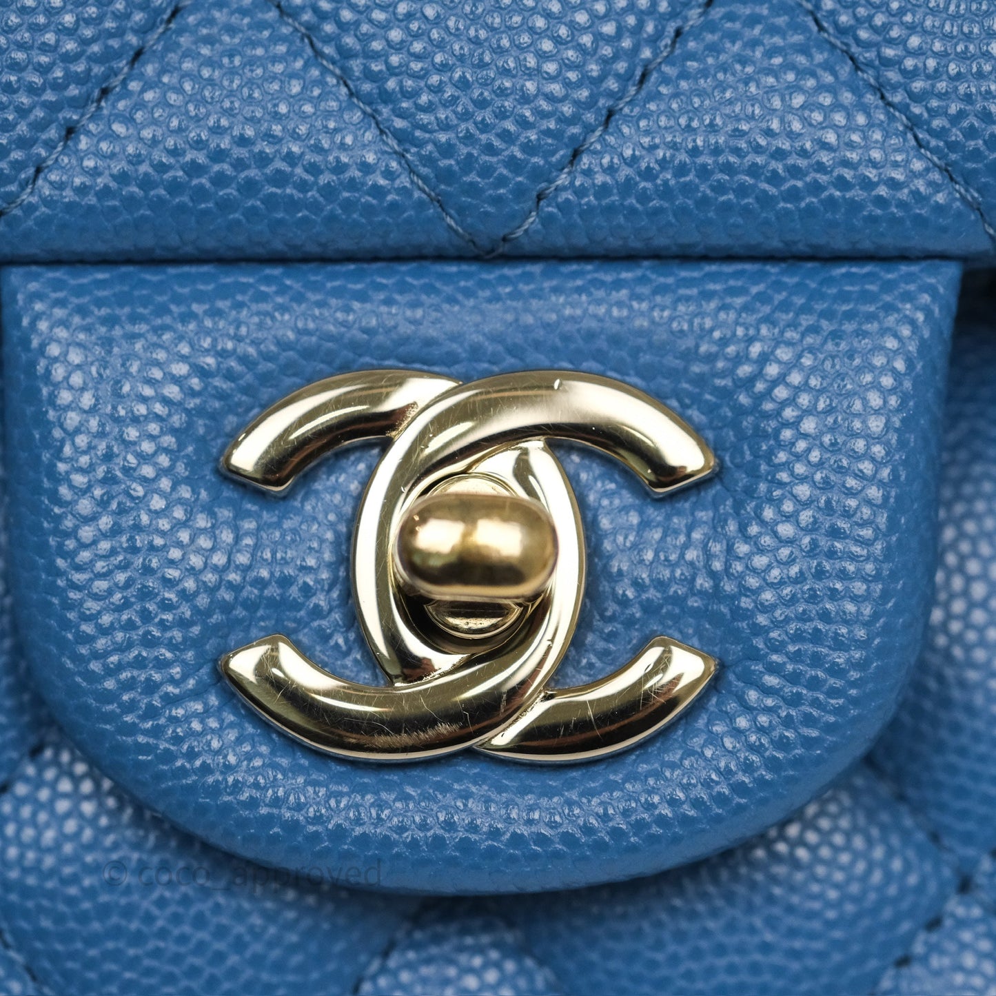 Chanel Small Classic Quilted Flap Blue Caviar Gold Hardware