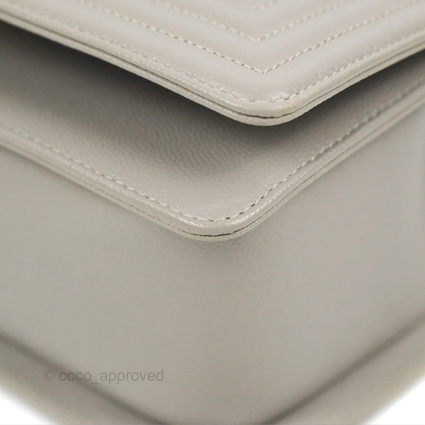 Chanel Medium Boy Chevron Grey Caviar Gold Hardware