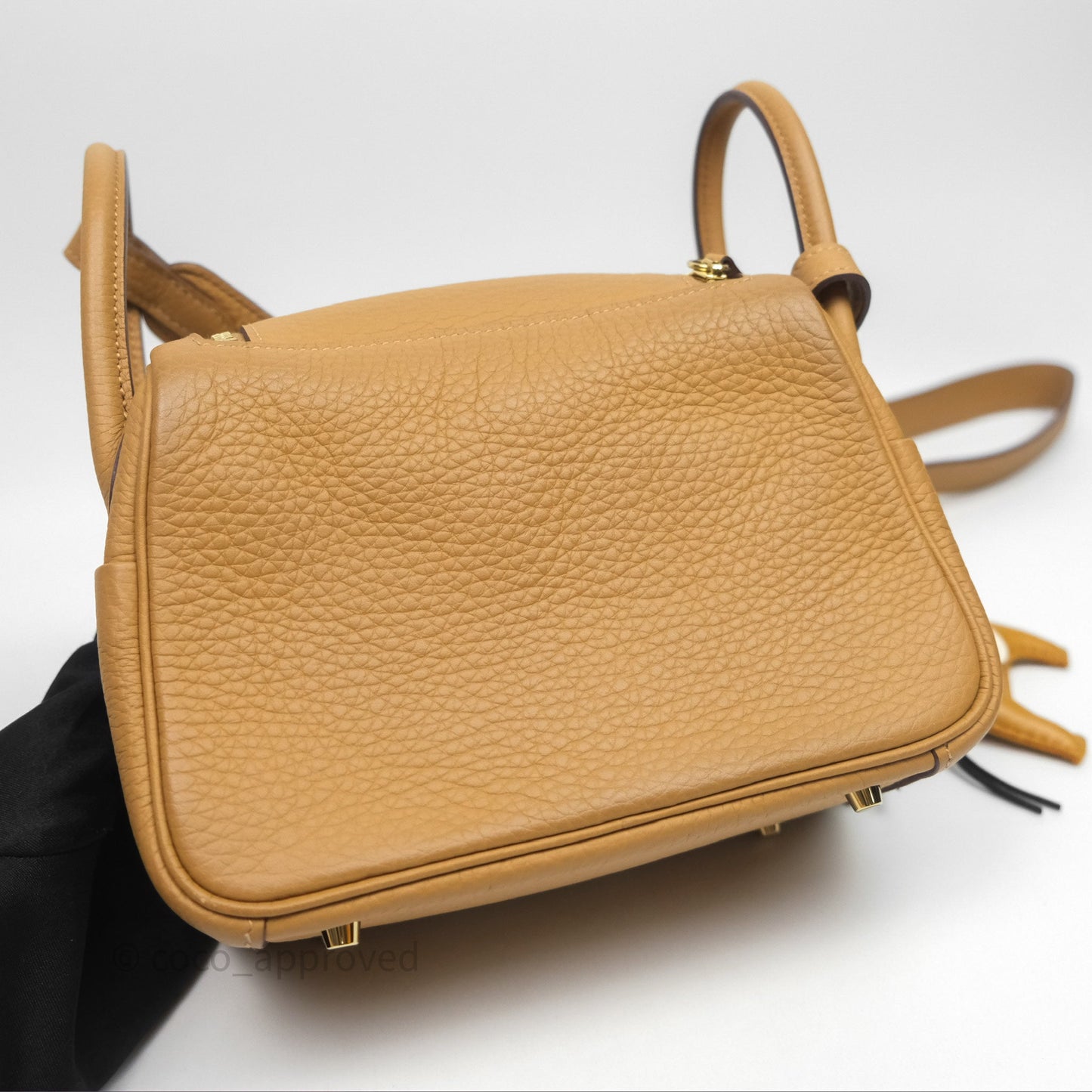 Hermès Mini Lindy 20 Biscuit 4B Clemence Gold Hardware With Rodeo