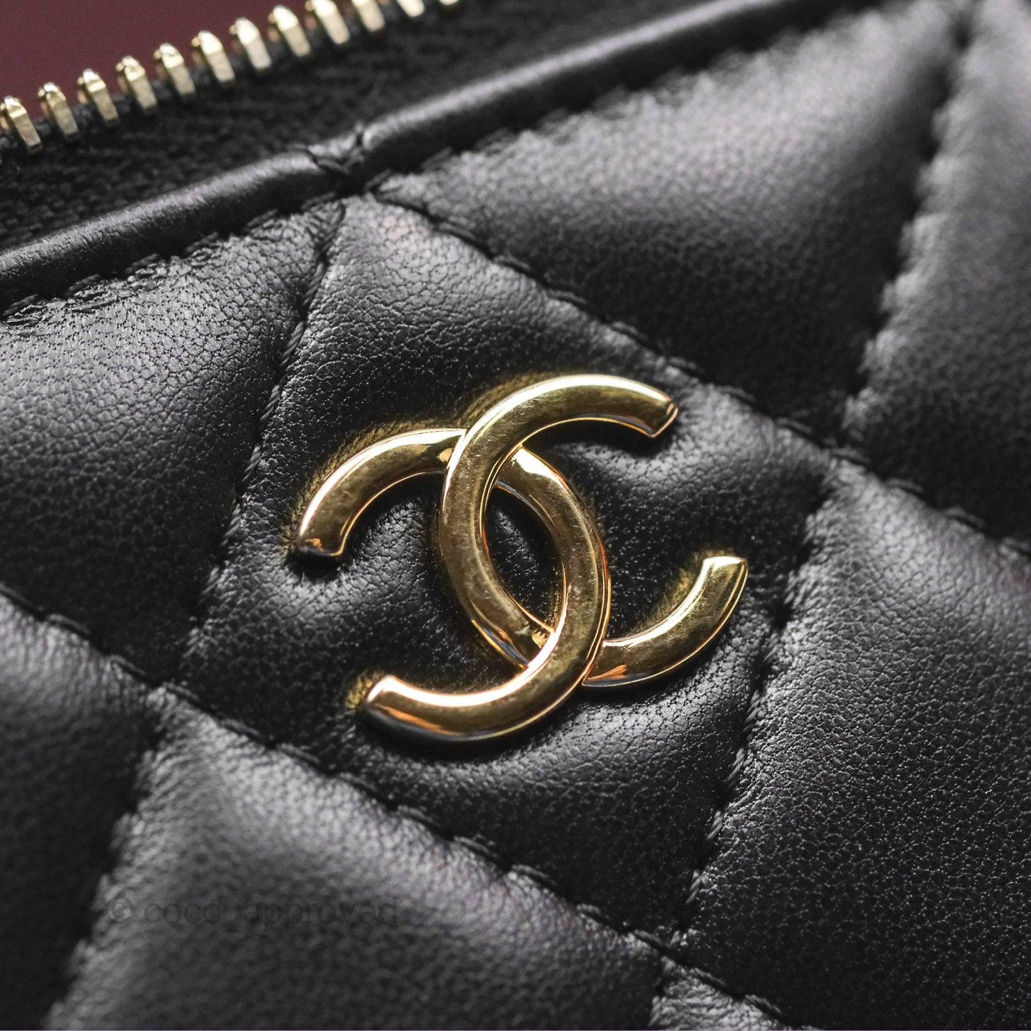 Chanel Vanity Rectangular with Pearl Resin Chain Black Lambskin Gold Hardware