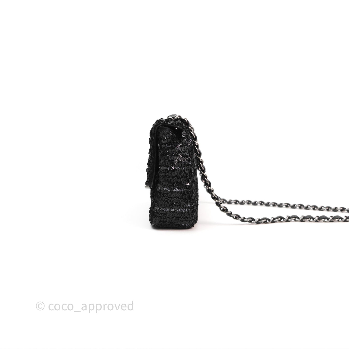 Chanel Mini Flap Bag Sequin Black/ Navy Gun Metal Hardware