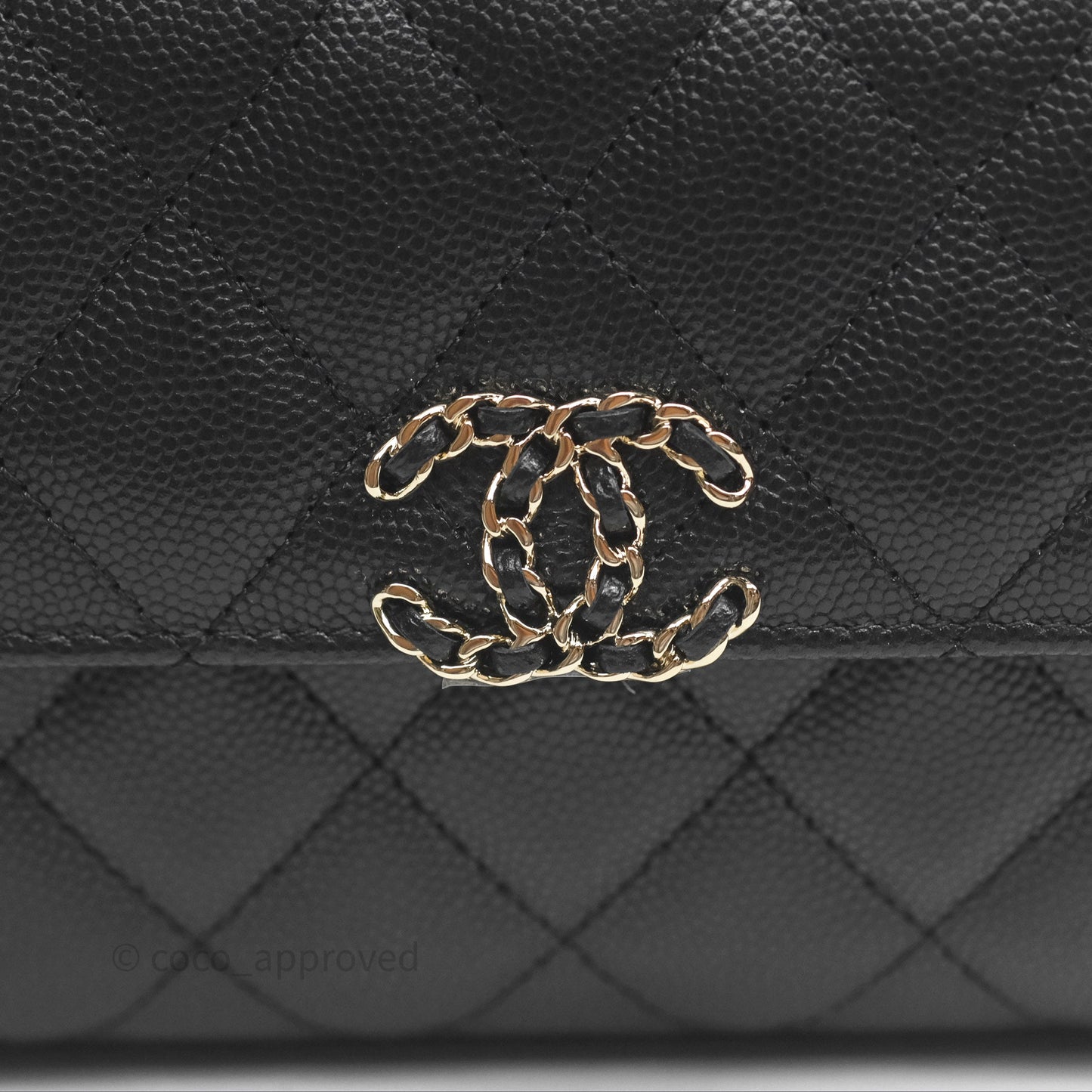 Chanel Kelly Clutch With Chain Black Caviar Gold Hardware
