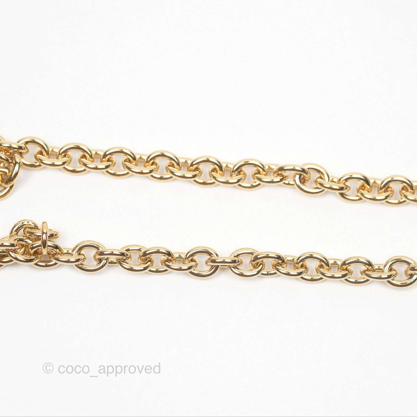 Chanel Black CC Heart Lucky Clover Chain Belt Gold Tone 24P