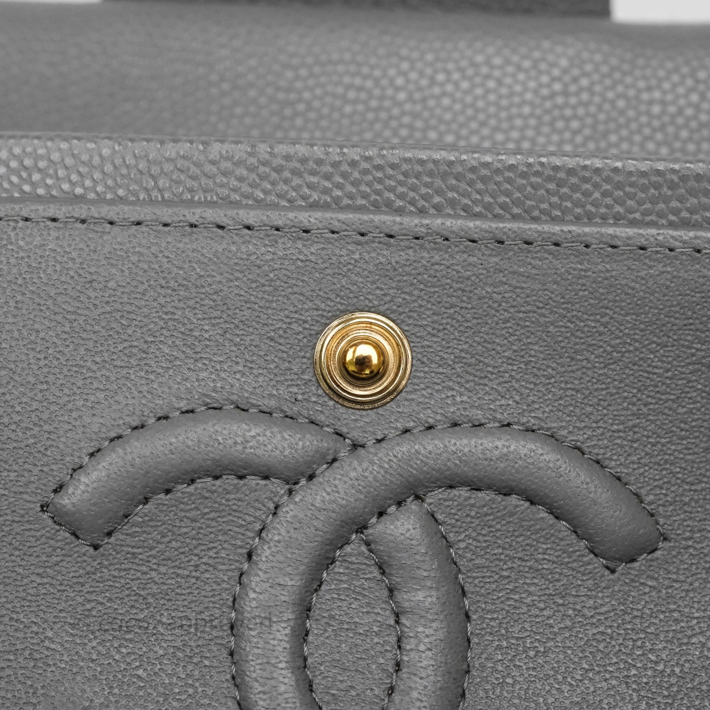 Chanel Small Classic Flap Quilted Grey Caviar Gold Hardware