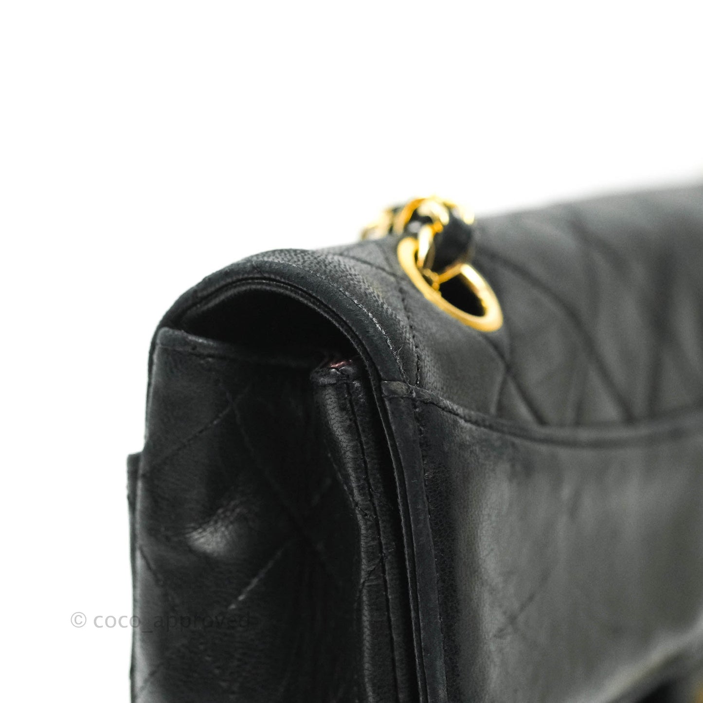 Chanel Vintage Flap Bag with Purse Pouch Black Lambskin 24K Gold Hardware