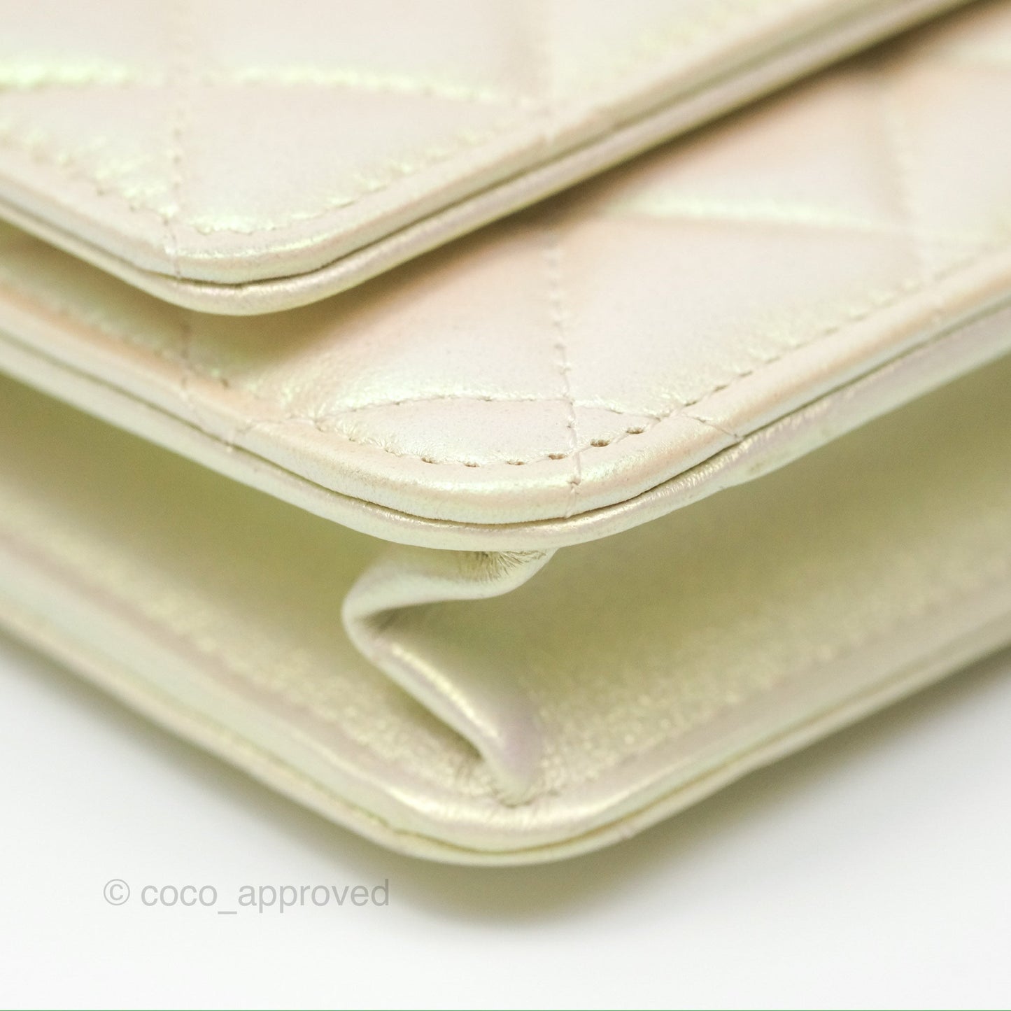 Chanel Quilted Wallet on Chain WOC Iridescent Ivory Gold Hardware 20A
