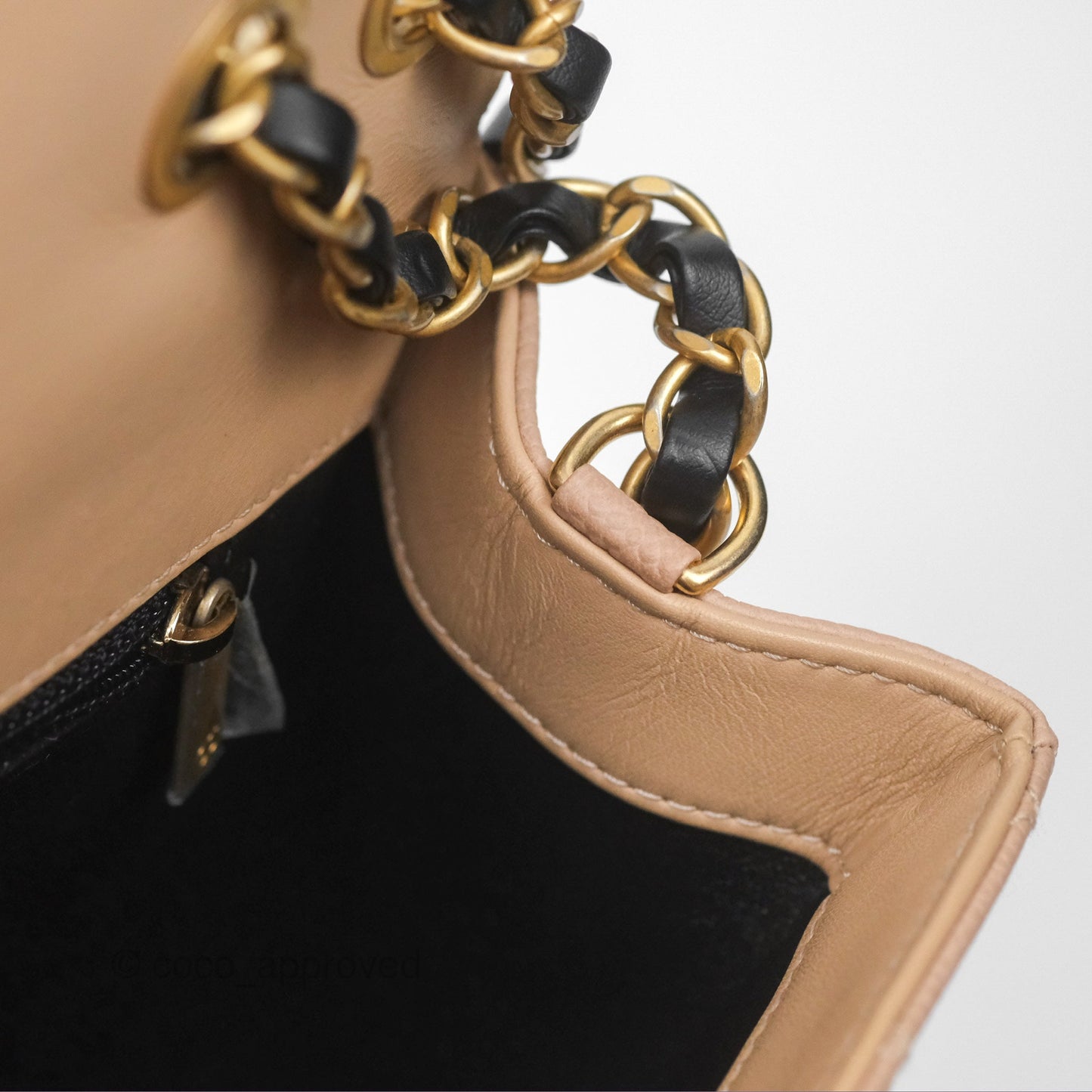 Chanel Quilted Medium CC Filigree Flap Beige Black Caviar