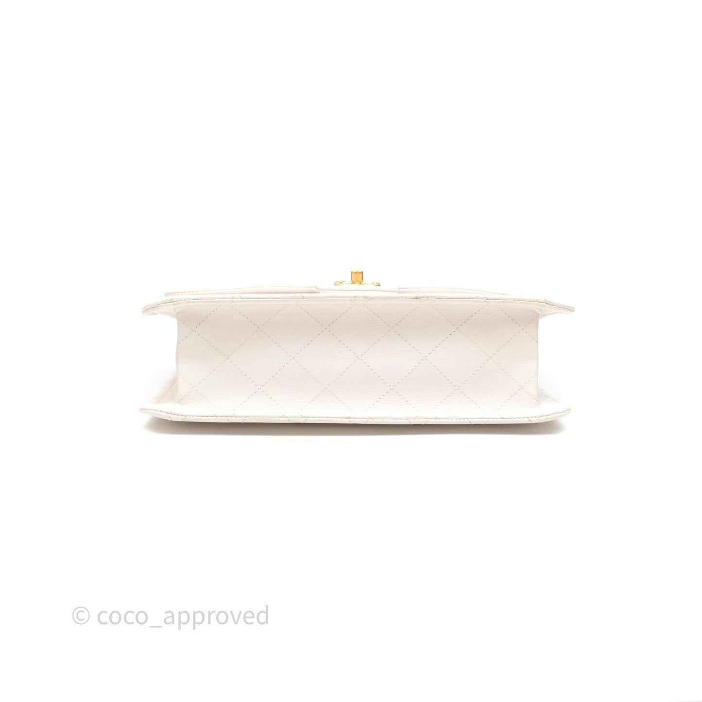 Chanel Large Quilted Sweet Classic Flap White Caviar Aged Gold Hardware